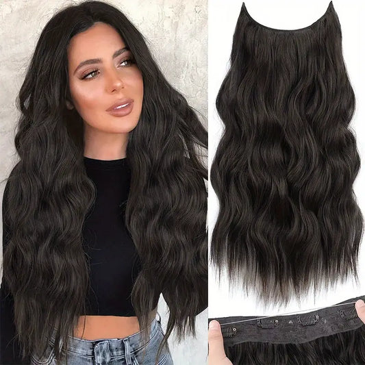 Wavy Invisible Wire Hair Extension (Dark Brown) (24 Inches)