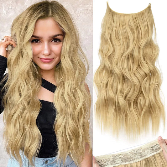 Wavy Invisible Wire Hair Extension (Dark Blonde) (24 Inches)