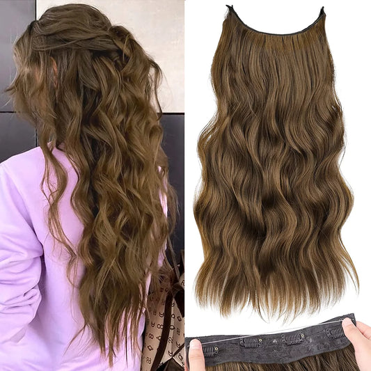 Wavy Invisible Wire Hair Extension (Chestnut Brown) (24 Inches)